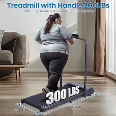 Treadmill with Handles, Folding Foldable Electric Treadmills for Home Small, 3.0HP Walking Pad Treadmills with Handle Bar, 3 in 1 Under Desk Treadmill with Remote Control, LED Display, 300LBS Capacity - Image 3