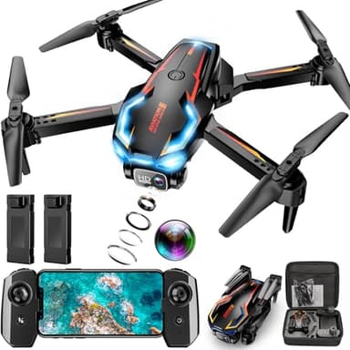 2K HD FPV Drone with Camera for Adults - Altitude Hold, One-Key Takeoff/Landing, 3 Speed Modes, Headless Mode, 2 Batteries, Foldable & Portable, Best Gifts for Beginners, Teen Boys & Girls, Orange - Image 1
