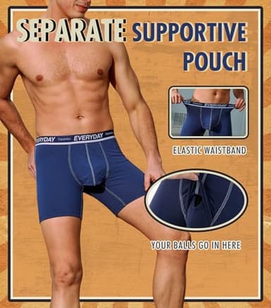 Separatec Cotton Dual Pouch Men's Underwear Comfortable Soft Breathable Everyday Boxer Briefs for men 7 Pack(L, Assorted Colors) - Image 3