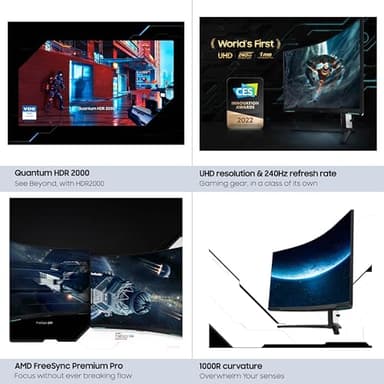 Samsung 32" Odyssey Neo G8 (G85NB) 4K UHD 240Hz 1ms G-Sync 1000R Curved Gaming Monitor, Quantum HDR2000, AMD FreeSync Premium Pro, Matte Display, DisplayPort, Black & White, LS32BG852NNXGO - Image 9