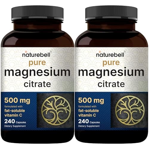 NatureBell 2 Pack Magnesium Citrate 500mg, 480 Capsules | 2-in-1 with Fat Soluble Vitamin C | Pure Elemental Form | Filler Free, Non-GMO, No Gluten - Image 1