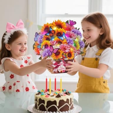 MZD8391 Birthday Cards with MUSIC & LIGHTS, Pop Up Happy Birthday Card, Sunflower & Butterfly, 10 Inch Life Sized Forever Flower Bouquet Gifts for Women Mom Grandma - Image 9