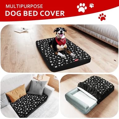 Waterproof Dog Bed Covers Replacement Washable Pet Hair Easy to Remove, Noiseless Quilted Puppy Pet Bed Cover Lovely Black Star Print 44x54 Inches, for Dog/Cat, Cover Only - Image 8