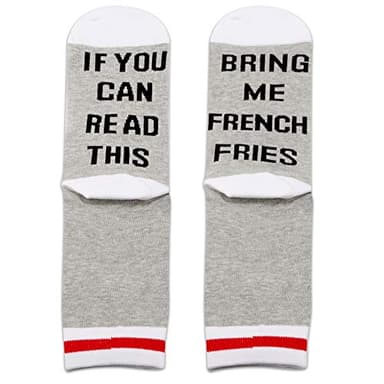 PXTIDY 2 Pairs French Fry Lover Gift Fries Heartbeat Gift If You Can Read This Bring Me French Fries Novelty Socks Fast Food French Fry Gifts(Bring Me French Fries) - Image 3