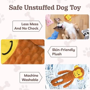 SHARLOVY No Stuffing Dog Toys Squeaky for Large Dogs, Crinkle Puppy Teething Toys to Keep Them Busy, Plush Interactive Doggie Long Lasting Chews for Aggressive Chewers - Image 6