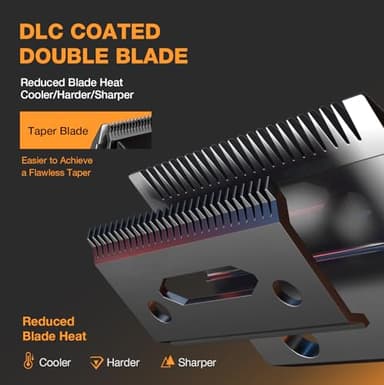 Ultra Quiet Cordless Hair Clippers for Men – High Torque 7800RPM Motor, Low Heat, Professional Hair Clippers with Charging Dock (Black) - Image 3