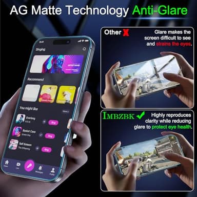 IMBZBK [Auto-Dust Removal] 3 Pack Matte Screen Protector for iPhone 17 Pro [Military Grade] Accessories, Case Friendly Film, 3 Tempered Glass Camera Lens Protector, Anti-Glare, Smooth as Silk - Image 4
