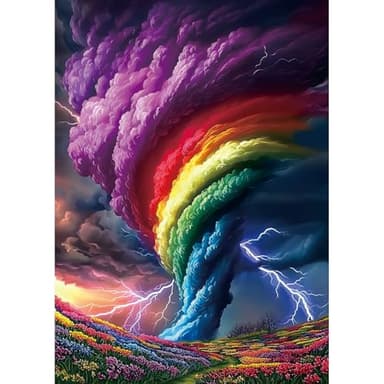 Blueforest 1000 Piece Puzzles for Adults, Rainchbow Tornado Jigsaw Puzzles for Adults, Hard Challenge Art Jigsaw Puzzle, for Gifts Birthday Party Games Family, 27.5 * 19.7 inch Dust Free Puzzle - Image 1