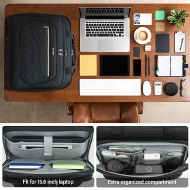 Coolife Rolling Laptop Briefcase 17.3 Inch Laptop Case Roller Computer Bag with Wheels Mobile Office Computer Brief - Image 2
