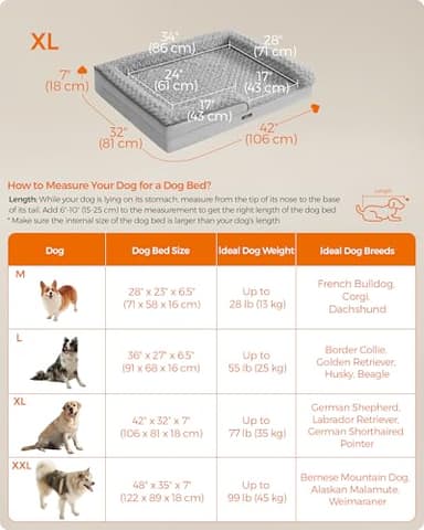 Feandrea Orthopaedic Dog Bed for Large Dogs, Waterproof Dog Sofa Bed with Removable Washable Cover, 42 x 32 x 7 Inches, Dove Gray UPGW253G01 - Image 6