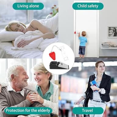 Portable Door Lock & Door Stop Alarm Set, Dual Protection Home Security Door Kit, Travel Hotel Lock Devices Pocket Self Defensey Tools for Traveling Hotel Home Apartment,Red - Image 7