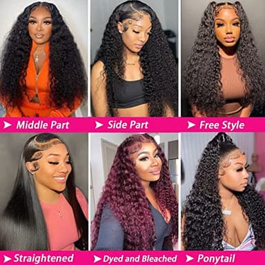 IJFMMEL 34 Inch 13x6 Deep Wave Lace Front Wigs Human Hair 200% Density Deep Curly Human Hair Wigs For Women 13x6 HD Transparent Deep Wave Lace Frontal Wig Human Hairr - Image 7