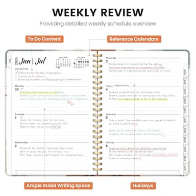 Planner 2025-2026, Monthly and Weekly Calendar Academic Planner (July 2025 - June 2026), Hardcover Student Teacher Planning Agenda Book with Tabs, Perfect for Office School Supplies, A5 (6.3" x 8.5") - Abstract - Image 5