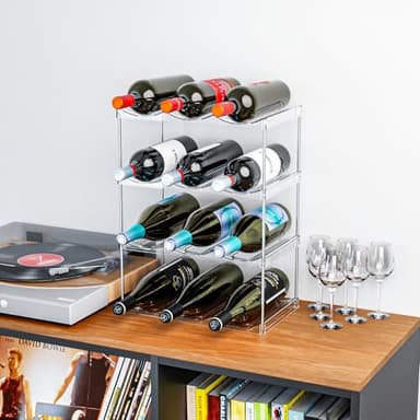 Stackable Water Bottle Organizer for Cabinet,4 Pack Water Bottle Holder for Stanley Yeti 40 oz Bottle Shelf,Clear Tumbler Storage Organizer,Wine Rack,Cup Organizer for Kitchen Cabinets Counter Pantry - Image 4