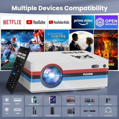[Netflix App/Dolby Audio] FUDONI Smart Projector with WiFi and Bluetooth, Native 1080P 25000L 4K Decoding for Home Cinema, Outdoor Movie Projector with Apps, Built-in Netflix/YouTube/Prime Video - Image 9