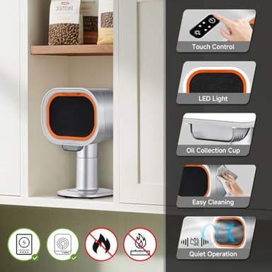 Portable Range Hood - 4-Speed Adjustable Exhaust Fan with Telescoping Height & 40° Tilt Low Noise 52dB, Large-Caliber Aluminum Filter + Oil Cup & 10 Carbon Cotton Filters for Indoor BBQ/Hot Pot/RV - Image 8