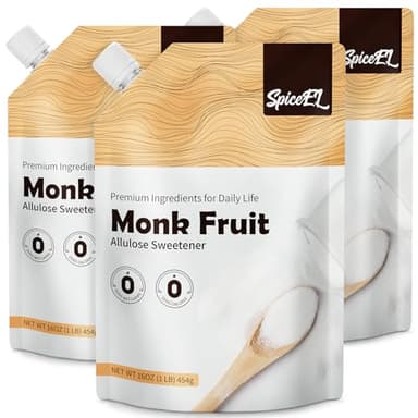 SPICEEL Monk Fruit Sweetener with Allulose - White Sugar Substitute, Coffee, Tea, without Erythritol, Gluten Free, Vegan, Keto Friendly, Sugar Replacement (1 lb Pack of 3) - Image 1