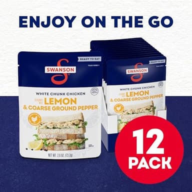 Swanson Lemon and Coarse Ground Pepper White Chunk Cooked Chicken, Ready to Eat, On-the-Go Meals, 2.6 oz Pouch (Case of 12) - Image 3