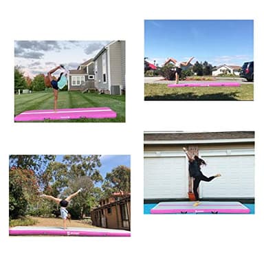 AKSPORT Gymnastics Air Mat Tumble Track Tumbling Mat Inflatable Floor Mats with Electric Air Pump for Home Use/Tumble/Gym/Training/Cheerleading/Parkour/Beach/Park/Water(Grey Pink,13ft) - Image 6