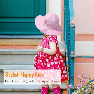Baby Girl Sun Hat with UPF 50+ Outdoor Adjustable Toddler Beach Hat with Wide Brim Bucket Hats for Kids 6-24 Months Navy - Image 7