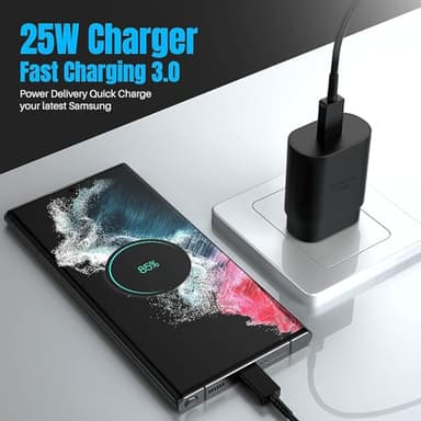Galaxy S25 S24 USB C Charging Block 25W PD Super Fast Charger Type C Wall Plug Adapter Quick Charge for Samsung Galaxy S25/S24/S23/S22/S21/S20/Z Fold 3/4/5/Note20/iPhone 17/16 (Black 1Pack) - Image 7
