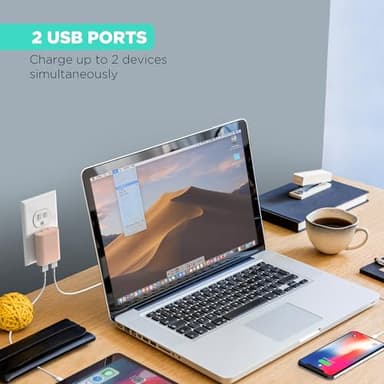 iHome 2-Port USB Wall Charger, AC Pro Multiport Plug Adapter, Phone Charging Block with Dual Ports, Flat Wall Adapter for Home & Travel - Image 2
