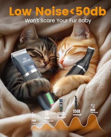 oneisall Cat Clippers and Paw Trimmer 3 in 1 Cat Grooming Kit,Cat Clippers for Matted Hair,Cordless Kitty Shaver for Matted Long Hair,2 Speed Pet Clippers - Image 4