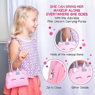 Kids Real Makeup Kit with Pink Unicorn Purse, Non Toxic Washable Make Up Set - Unicorn Toys for Girls Age 4-6, Gifts for 5 Year Old Girls Birthday Gift Ages 3 4 5 6 7 8 9 10 Years - Toys for Ages 5-7 - Image 4