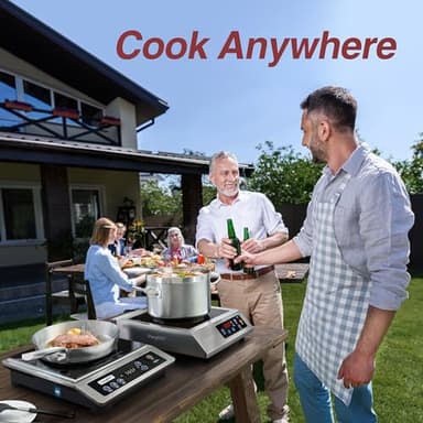 ChangBERT Induction Cooktop, Commercial Grade Portable Cooker, Large 8” Heating Coil, Premium Stainless Steel Countertop Burner with NSF Certified, 10 Hours Timer Powerful 1800W Professional Hot Plate - Image 5