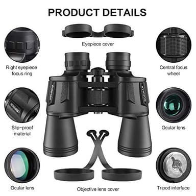 RONHAN Binoculars for Adults High Powered, Military HD Professional/Daily Waterproof 20x50 Binoculars for Bird Watching Travel Hunting Football Games Stargazing with Carrying Case & Strap - Image 4