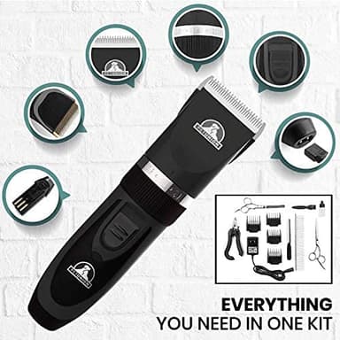 Pet Union Professional Dog Grooming Kit - Cordless Low Noise Dog Clippers for Grooming Thick Coats - All Pet Safe Cat Hair Trimmer - Pet Grooming Kit Includes Dog Hair Clippers, Nail Trimmer & Shears - Image 2
