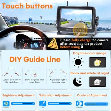 Wireless Backup Camera for RV Install-Free 7-Inch: Magnetic HD 1080P Recording Solar Rear View Camera No-Delay Signal with Touch Button Monitor System Y08 - Image 7