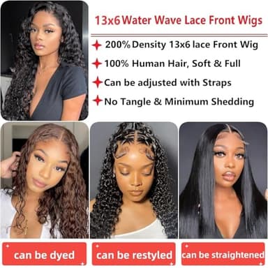 30 Inch Water Wave Lace Front Wigs Human Hair 200% Density 13x6 Water Curly HD Transparent Lace Frontal Wig For Black Women Glueless Wigs Human Hair Pre Plucked with Baby Hair - Image 2