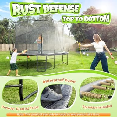 BCAN Trampoline 14FT Trampoline Outdoor with Enclosure for Kids Adults-Black-2025 - Image 7