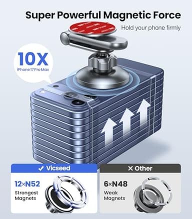 VICSEED Tesla Phone Mount【Strongest Magnet Power】Foldable Hidden Tesla Phone Holder Fit for All Phone, Tesla Model 3 Model Y for MagSafe Car Mount, Tesla Model 3 Accessories, Tesla Model Y Accessories - Image 6