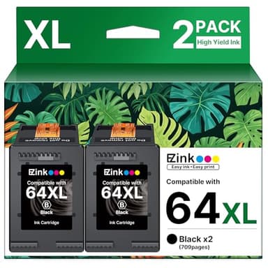 E-Z Ink 64XL Black Ink Cartridge Remanufactured Replacement for HP 64xl Black Ink Cartridge HP Ink 64 Works with HP Envy Photo 7855 7858 6252 6255 7800 7100 7155 7158 Tango Series Printers (2 Black) - Image 1