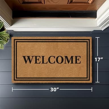 Barnyard Designs Natural Coco Coir Heavy Duty Backing Doormat - Large Cute Non-Slip Front Door Welcome Mat for Outside Entrance or Porch Entry, Brown (17x30, Welcome) - Image 3