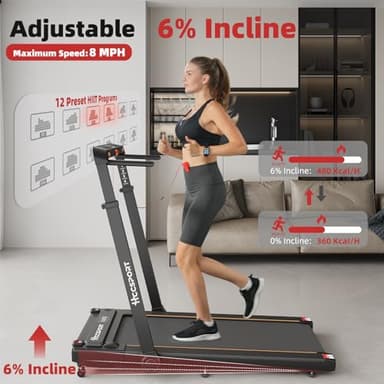 Hccsport Treadmill with Incline, 3 in 1 Under Desk Treadmill Walking Pad with Removable Desk Workstation 3.5HP Foldable Compact Walking Treadmills for Home Small Office with Wristband Remote Control - Image 3