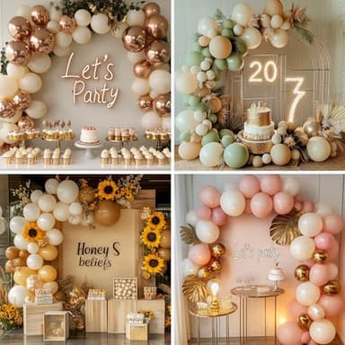 RUBFAC White Sand Balloons Different Sizes 105pcs 5/10/12/18 Inch Sand White Cream Beige Balloon Garland Arch Kit for Wedding Baby Shower Birthday Party Supplies Decorations - Image 7