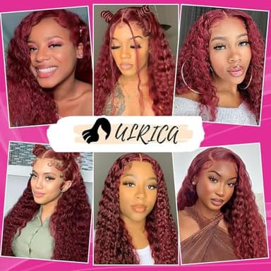 ULRICA Burgundy Wig Human Hair Water Wave 99J Burgundy Lace Front Wigs Human Hair Wigs for Women 13x4 HD Lace Front Wigs Human Hair Pre Plucked Wine Red Wigs Burgundy Wig 22 Inch - Image 6