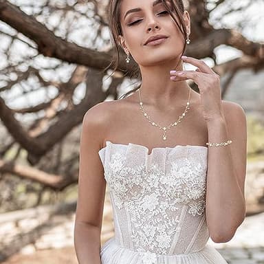 EVER FAITH Wedding Jewelry Sets for Bride, Gold Plated White Cubic Zirconia Simulated Pearl Leaf Filigree Bridal Party Necklace Earrings Bracelet Set for Women - Image 2