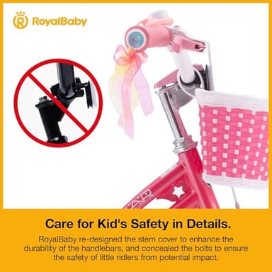 RoyalBaby Stargirl Kids Bike 16 Inch Girls Bicycle for Children with Training Wheels, Kickstand & Basket, Rose Pink - Image 9