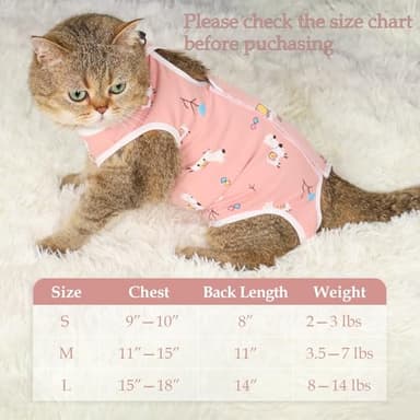 ANWA Cat Recovery Suit, Breathable Cat Onesie After Surgery, Kitten Surgery Recovery Suit, Female Abdominal Wounds - Image 2