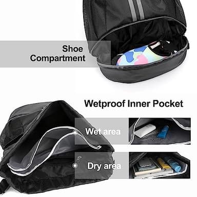 Hoedia Sports Drawstring Backpack - String Swim Gym Bag with Shoes Compartment and Wet Proof Pocket for Women&Men - Image 3