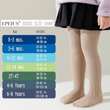 EPEIUS Baby Tights Toddler & Little Girls Cable Knit Tights Solid Cotton Stockings Seamless Footed Leggings Pantyhose Dress Tights Clothes 4-6 Years 3 Pack,Black/White/Khaki,XL - Image 5