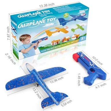 3 Pack Airplane Launcher Toy, 12.6" Foam Glider Led Plane, 2 Flight Mode Catapult Plane for Kids Outdoor Sport Flying Toys Gifts for 3 4 5 6 7 8 9 10 12 Year Old Boys Girls - Image 7