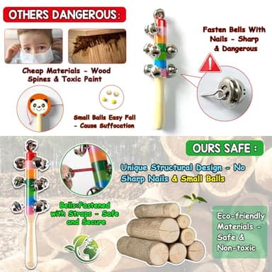 LOOIKOOS Toddler Musical Instruments,Wooden Percussion Instruments Toy for Kids Baby Preschool Educational Musical Toys Set for Boys and Girls with Storage Bag - Image 2