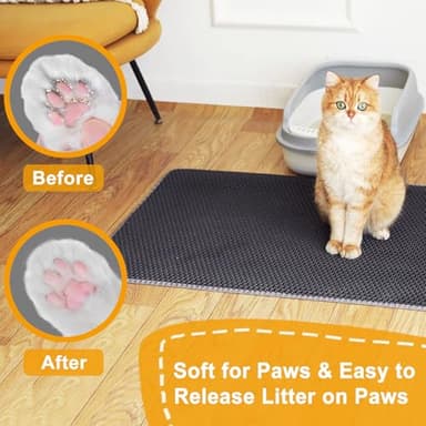Cat Litter Mat Litter Trapping Mat, 25''x16'' Cat Litterbox Mat for Floor, 2 Layer Honeycomb Pet Litterbox Matt Catcher Rug, Waterproof Urine Proof, Non-Slip, Soft, Clean Easily, Small - Image 6