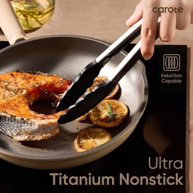 CAROTE 19pcs Nonstick Cookware Set, Pots and Pans Set Non Stick, kitchen Cooking Set, Premium Induction Cookware, Frying pan, Large Capacity Granite, Brown - Image 3
