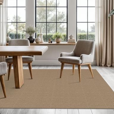 KOZYFLY Washable Area Rug 5x7 ft Rubber Backed Non Slip Rugs for Living Room Braided Cotton Bedroom Rug Woven Office Rugs Indoor Floor Carpets for Dining Bedroom Living Room, Tan/Orange/Brown - Image 2